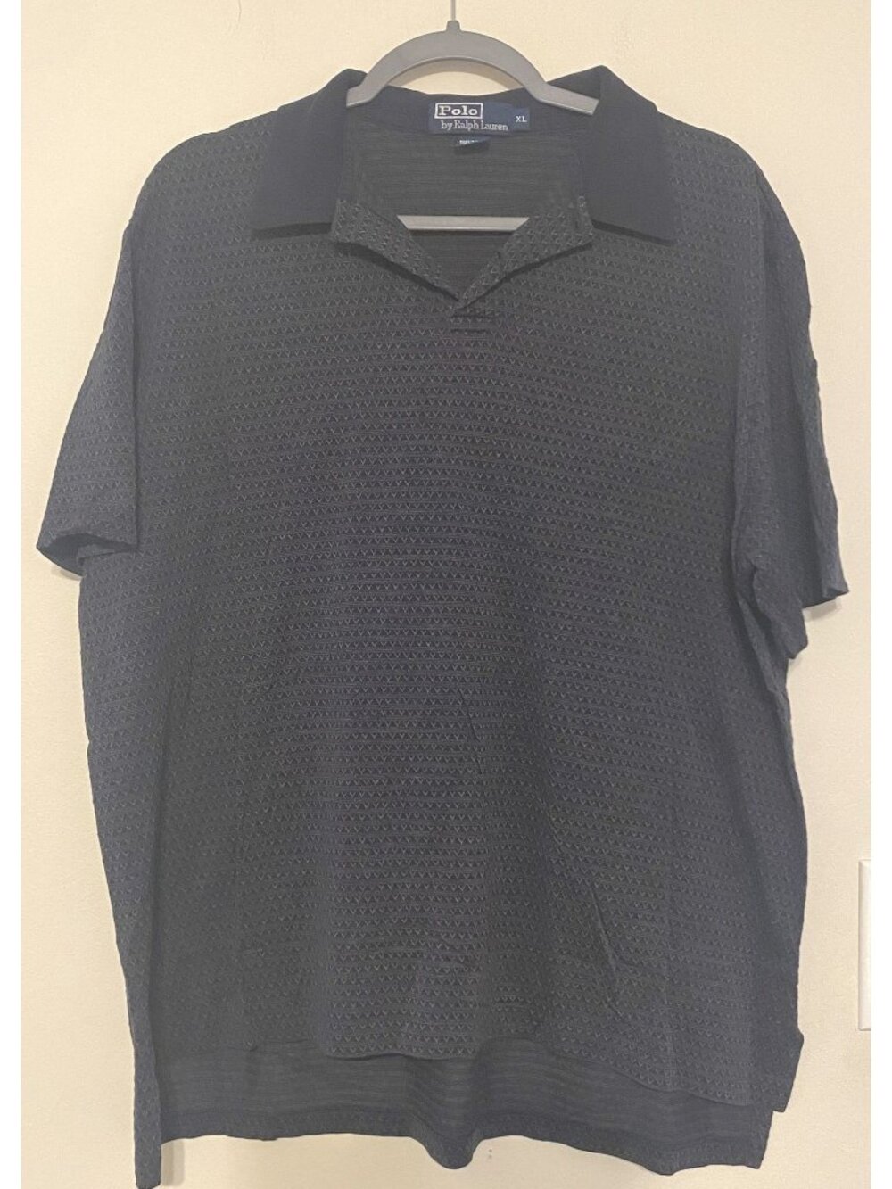 Men's PRL Polo Ralph Lauren Black Diamond Pattern Polo Shirt 100% Cotton Size XL